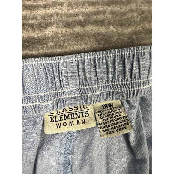 Classic Elements Pants Womens 18W Blue Capri Pull On Floral Embroidered Cotton - Picture 10 of 12